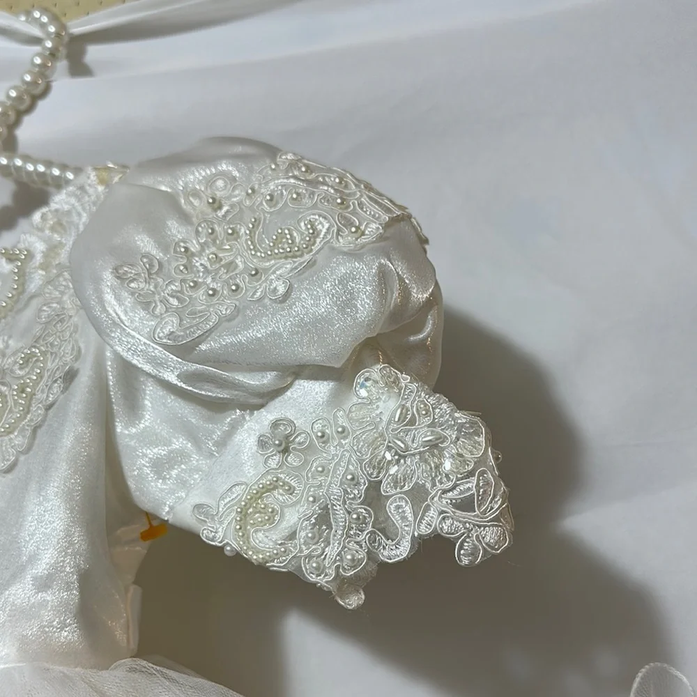 White Theater Costume with Lace and Puffy Sleeves